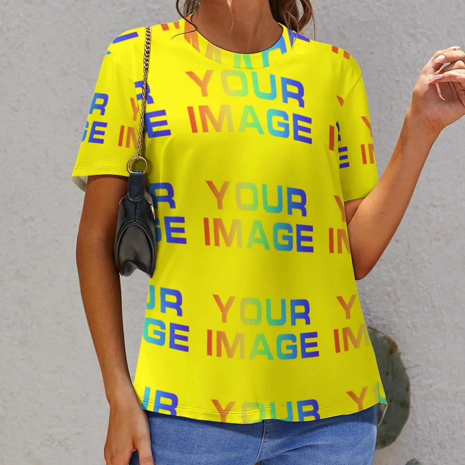 Summer Women's T-shirt Bottoming Basic Fashionable Lady Short Sleeve Loose Tops Shirts  Custom Print On Demand