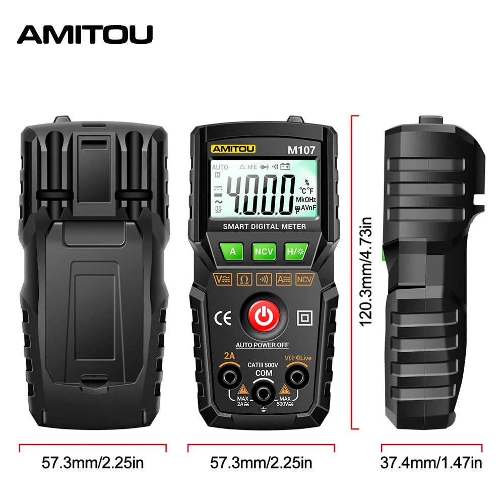 AMITOU-M107 미니 디지털 전문 멀티 미터, 비접촉 전압 검출기, 전류 테스터, 전압계, 멀티 테스터