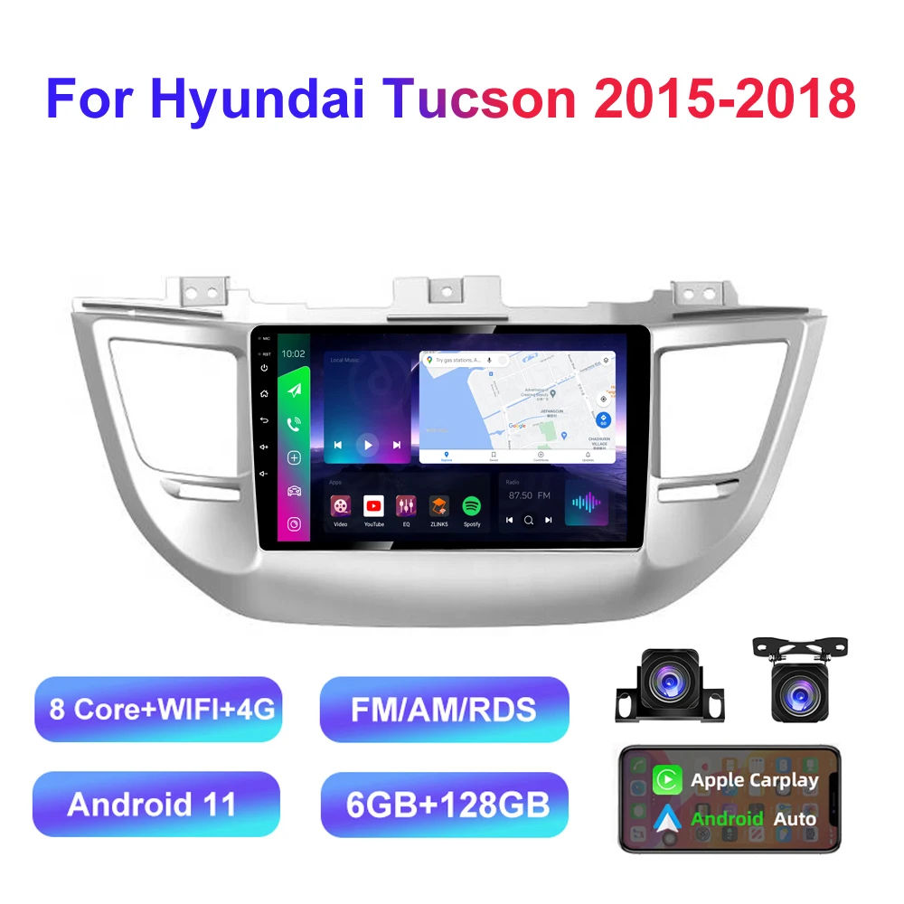 

HD multimedia 9 inch car stereo radio android GPS player with carplay/auto 4G AM/RDS/DSP for Hyundai Tucson 2015-18