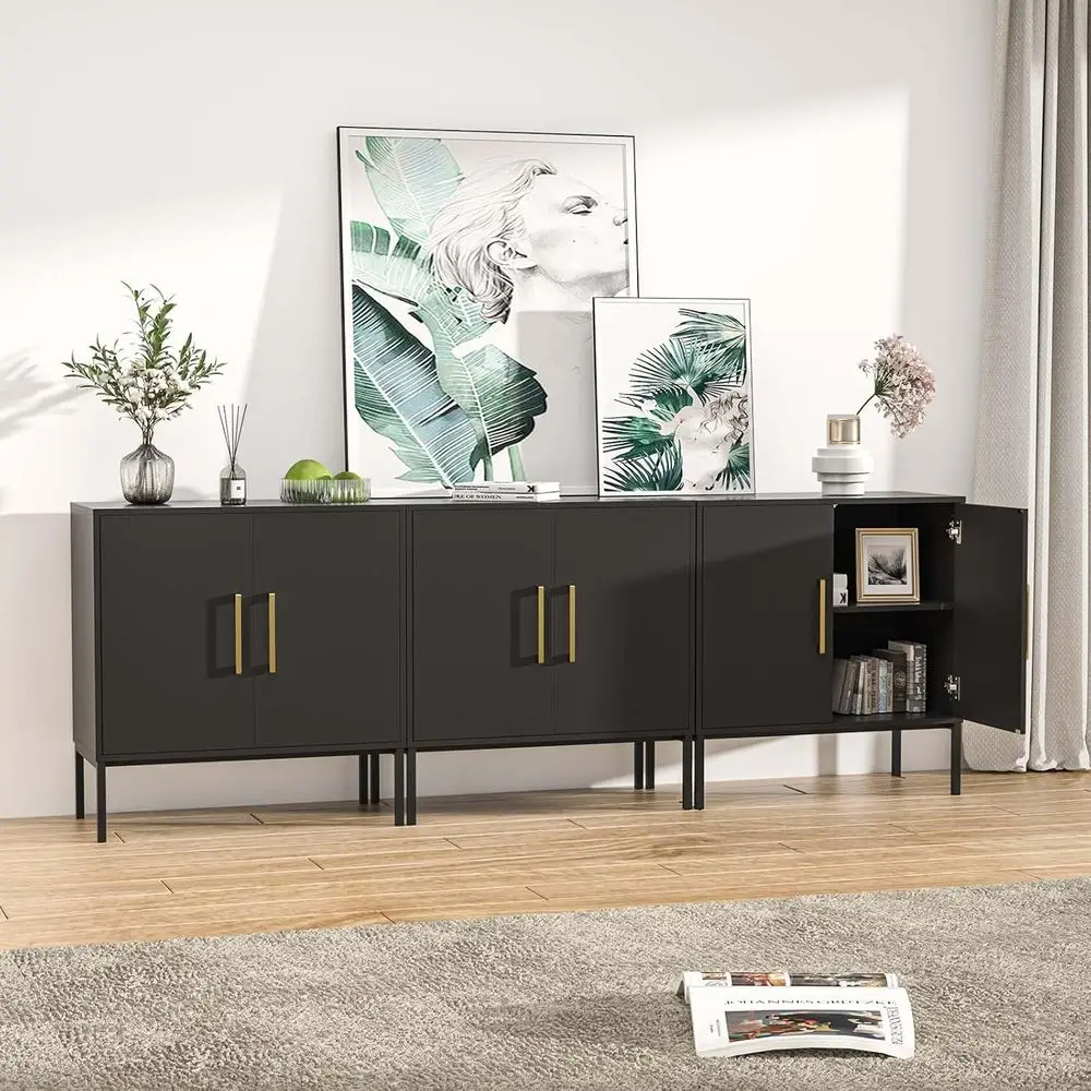 

Black Wooden Storage Cabinet for Kitchen, Living Room, Bedroom, and Office
