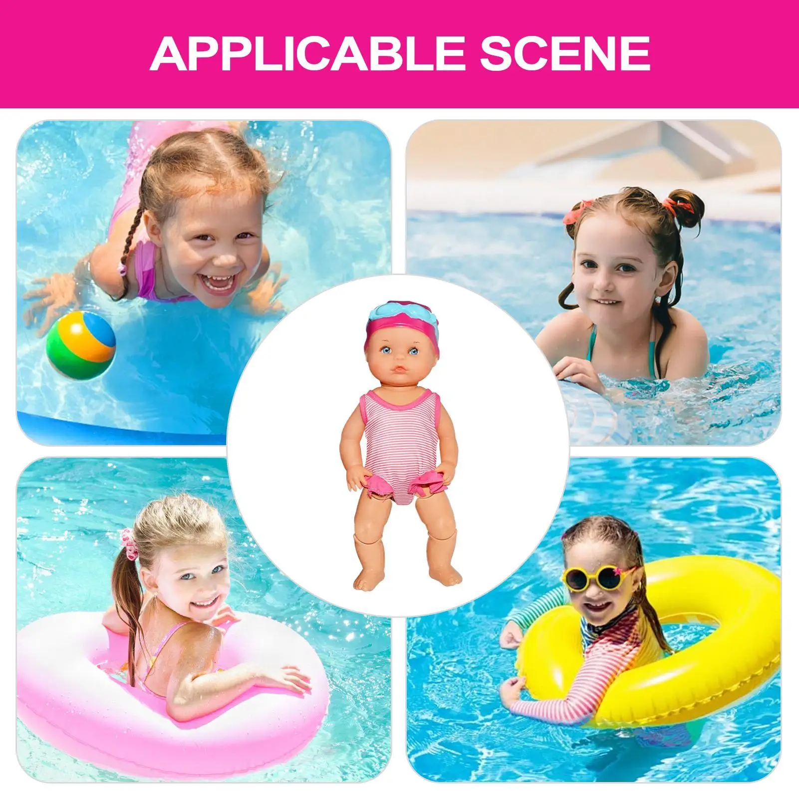 ตุ๊กตาว่ายน้ํากันน้ําตุ๊กตาเด็ก Movable Joint ของเล่นอุปกรณ์เสริมสําหรับทรายรถท่องเที่ยวเด็กชายหาดฤดูร้อนเพื่อน