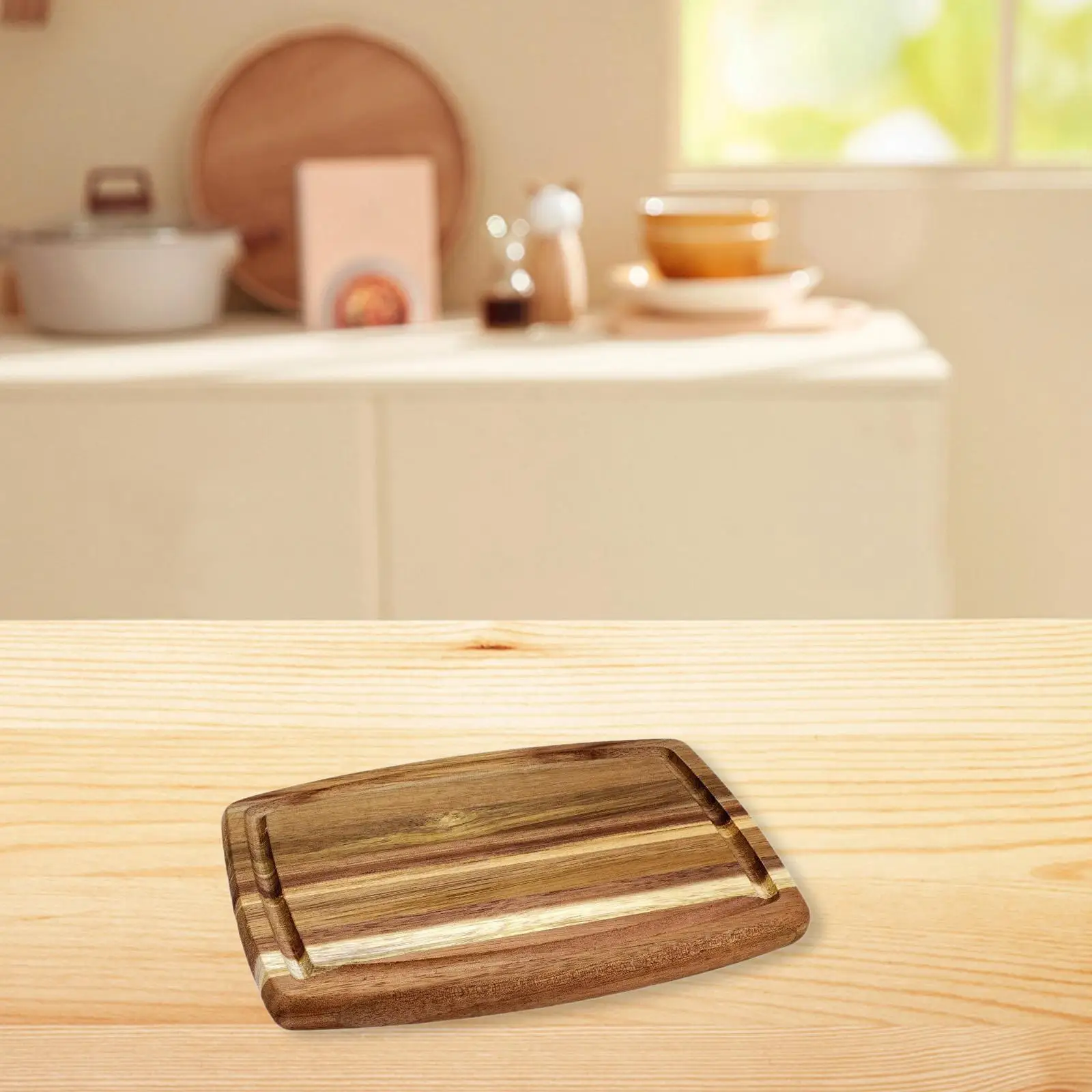 לוח חיתוך עץ אקציה עם גרוב מיץ לוח חיתוך מלבני לבשר, סטייק, ירקות, גבינה ולחם