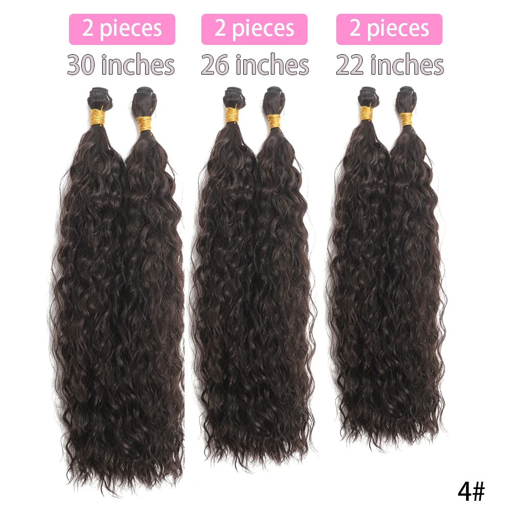 Onda de água Pacotes de cabelo sintético, Afro Curls, Soft Long Curly Hair, extensões de tecelagem, fibra resistente ao calor, 6pcs