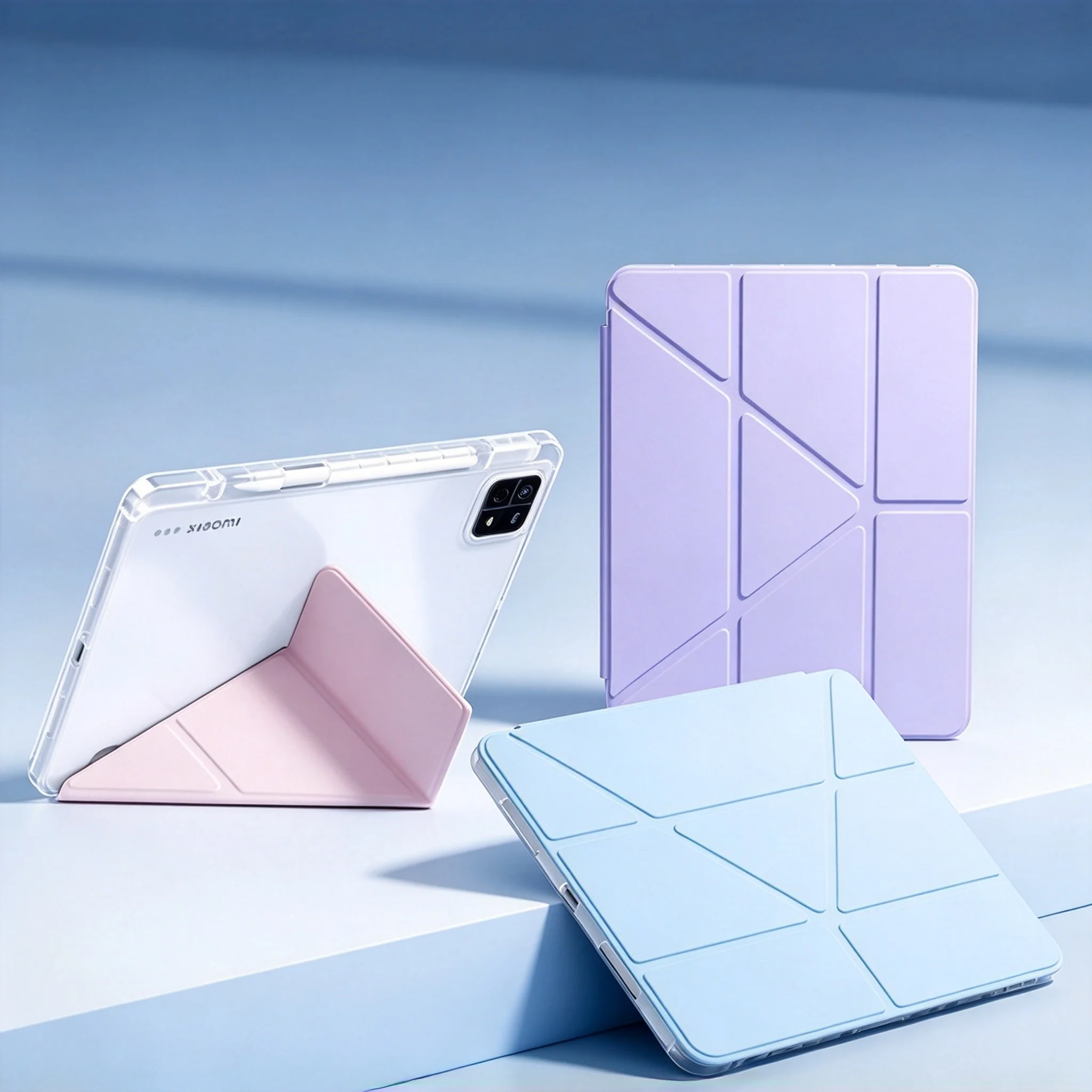 3+Y Fold Structure Case For Xiaomi Pad 8 7 6 Pro Tablet Case with Pencil Holder Stand Clear Acrylic Cover