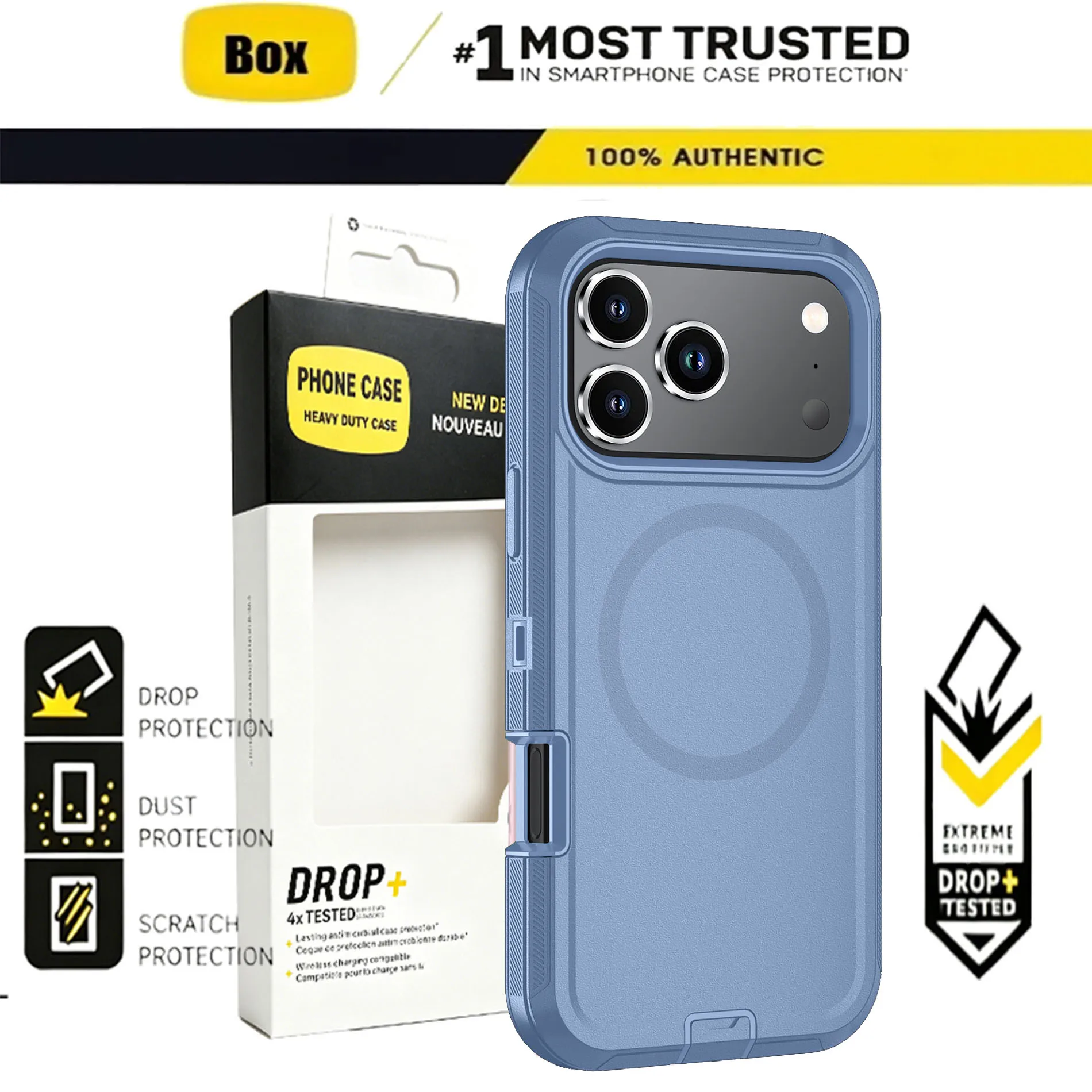Heavy Duty Hybrid Armor Defender Magnetic OTT-Box Case For iPhone 18 Pro Max Air 17E 16 15 For Magsafe Charging Shockproof Cover