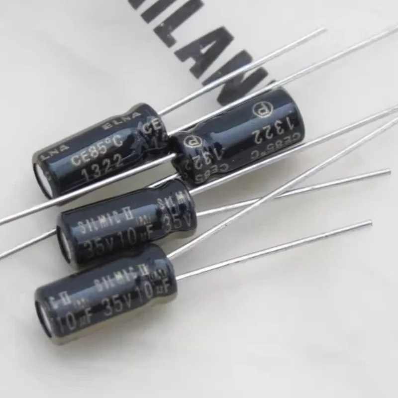 10PCS-100PCS 10UF 35V Japanese Ina ELNA Brown God Audio Capacitor 35V10UF SILMIC II Copper Pin