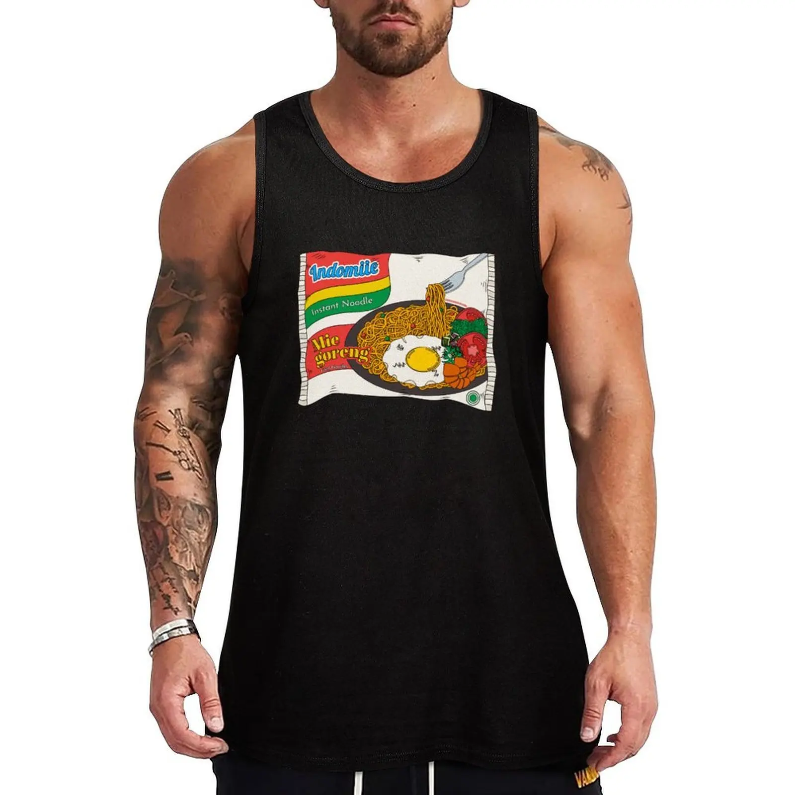 Indomiie Goreng - Pink - Fried Noodle - Mi Mie Goreng Warmindo Tank Top Camiseta sin mangas refrescante, ropa de verano ligera y transpirable