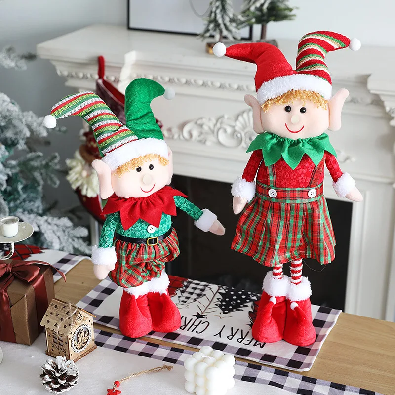 Christmas Decoration Elf Doll Christmas Gift Retractable Elf Doll Under The Christmas Tree Dress-up Props