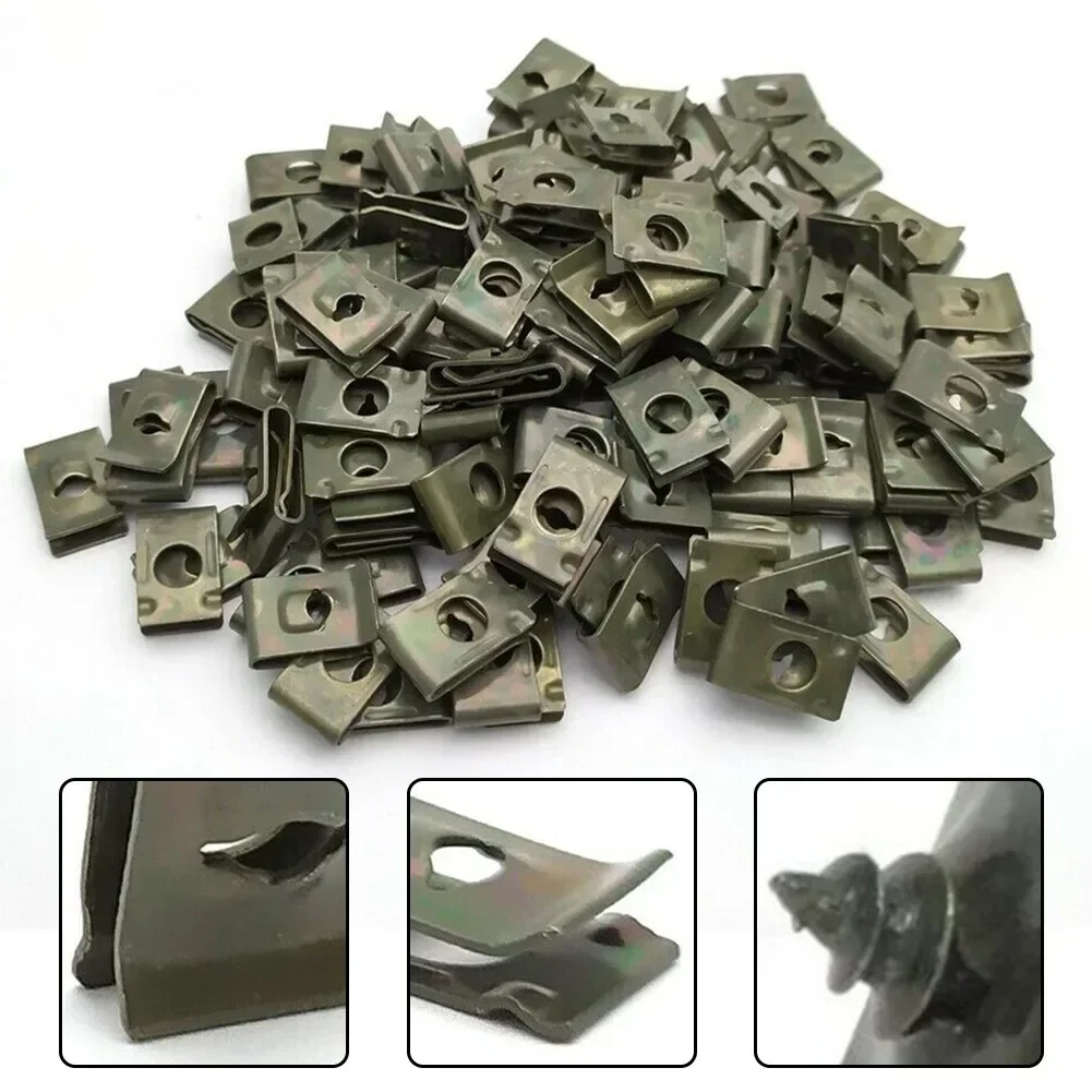 

Hot Sale 20Pcs Metal U-Type Clips For Car Bumper Fender Trim Panel Fastener Leaf Board Fastener Grommet Clips Car Accessories