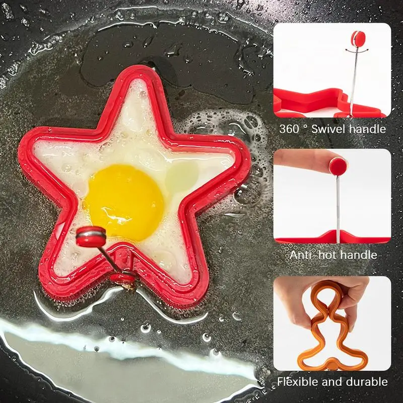 Christmas Pancake Maker Star Christmas Tree Gingerbread Man Shaped Egg Cooking Rings Silicone Cooking Tool Non-stick Omelette