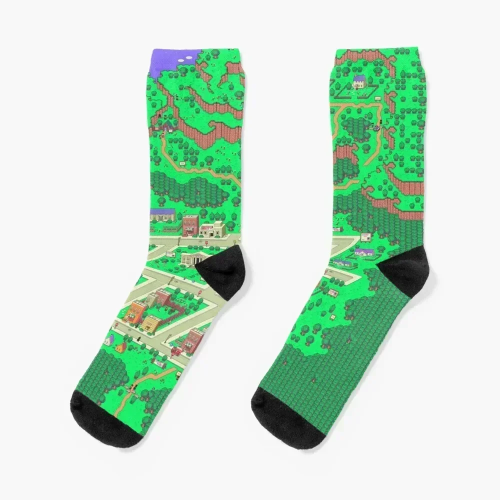 

Earthbound Onett Map Socks funny gift Lots Non-slip Hiking boots Boy Socks Women's