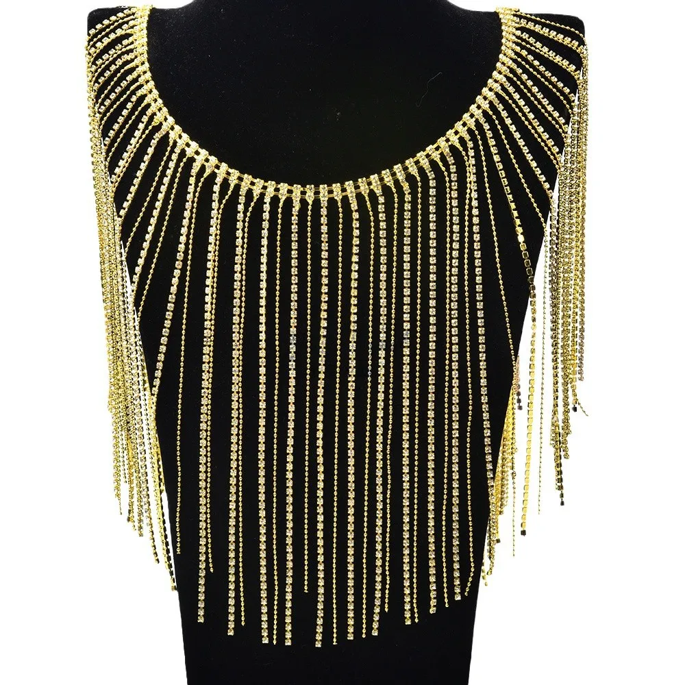 18CM التألق حجر الراين مطرز هامش سلسلة عبر الحدود الإكسسوارات #4