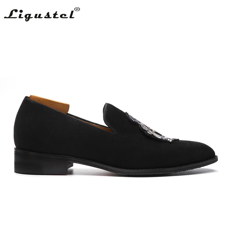 Ligustrl Shoes for Men Luxury Designer Shoes Loafers Casual Prom Wedding Party Slip on Shoes Man Black Red Leather Free Shipping