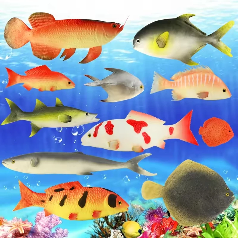 Artificial PVC Animal Model Display, Sturgeon Flounder, Tuna Grouper, Tropical Various Occasions, Decoration Props