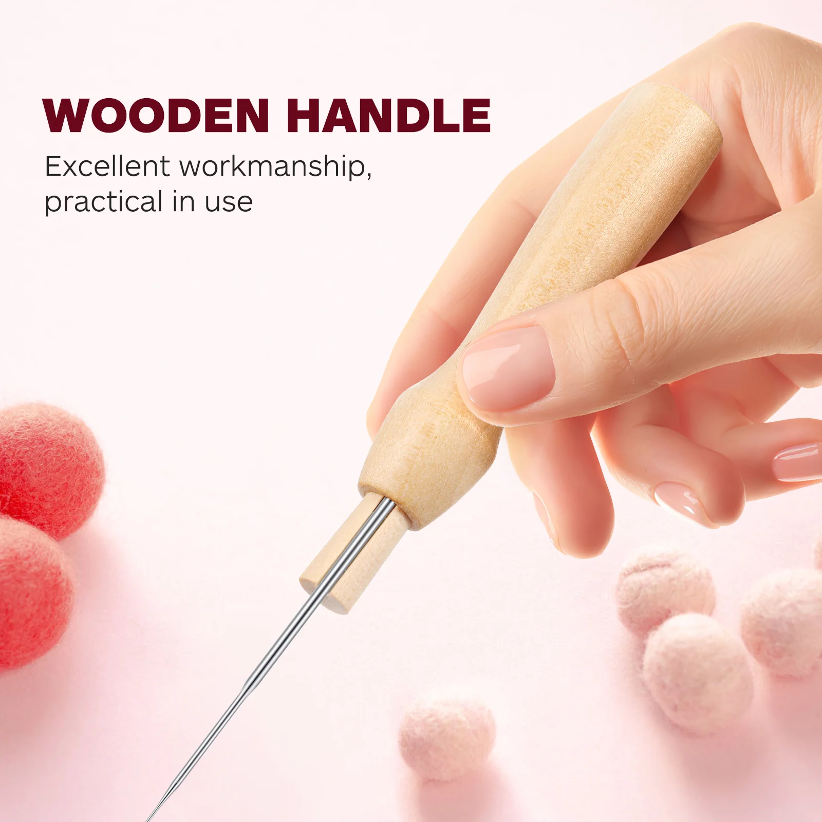 10 Pcs Wooden Handle Wool Felting Tools Needle Handles Mini Replacement Supplies