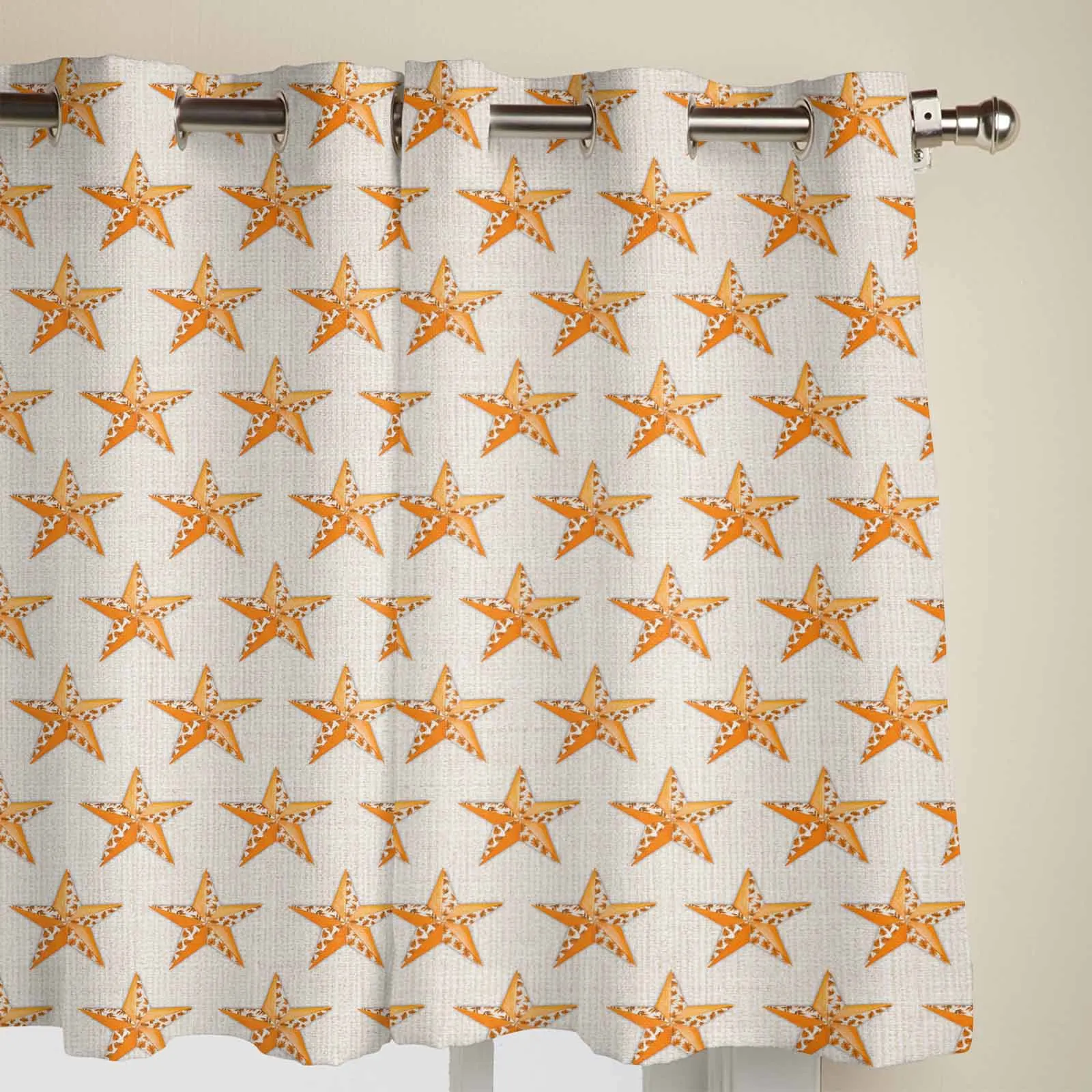 Autumn Orange Maple Leaf Pentagram Texture Window Curtains Printing Curtains for Living Room Modern Design Bedroom Decor Drapes