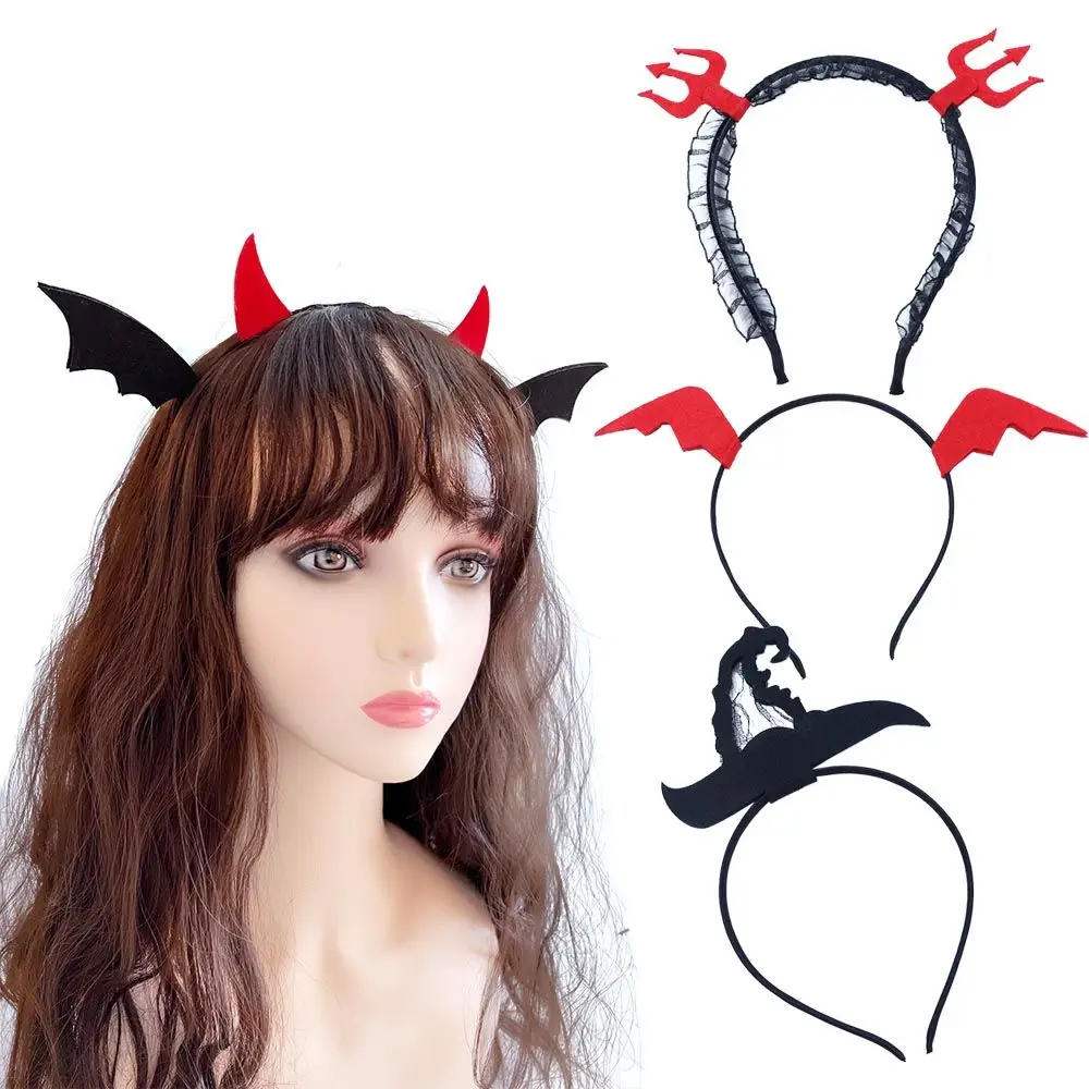 Accesorio de tela para fiesta de Halloween, Carnaval, decoración de fiesta de Pascua, aro para el pelo de murciélago para mujer, diademas de Halloween, diadema de araña para Halloween
