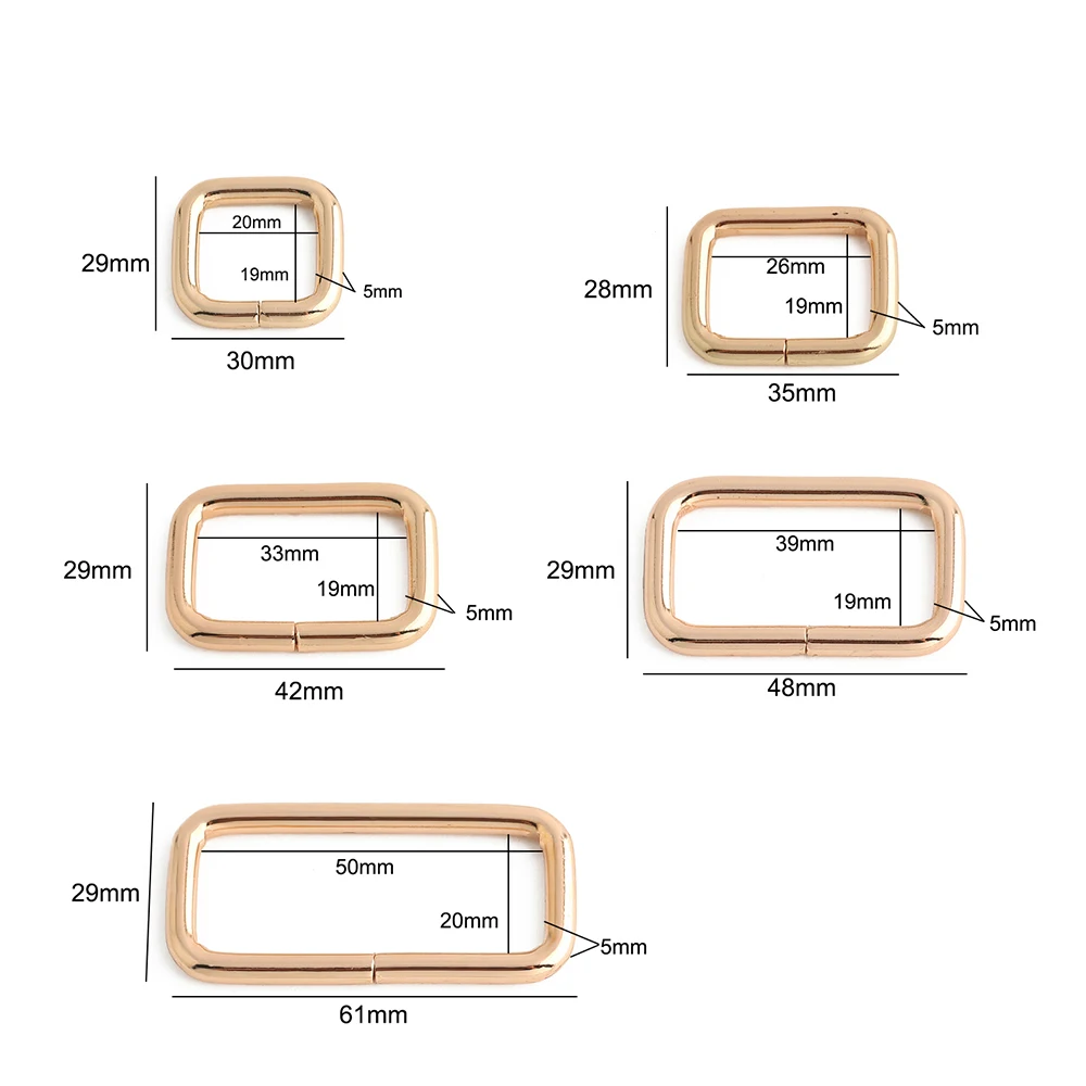 50PCS 20-50mm Rectangle Metal Rings For Webbing Belt Strap Dog Collar Chain Rectangle Square O D Ring Loop Buckle Accessories