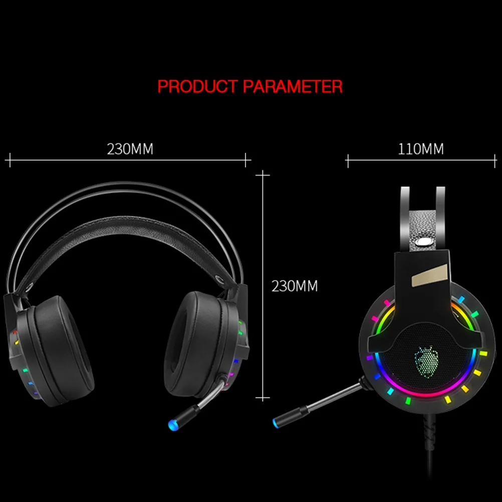 

Rgb Gaming Headset Low Noise High Sensitivity Clear Sound Wired Headphone For Game Laptop Pc Portable Audio Device