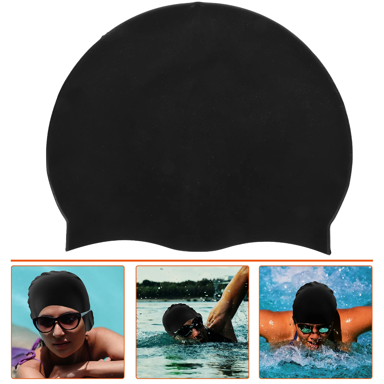 

Rubber Swimming Accessory Silicone Cap Waterproof Caps Sports Elastic Hat Bandanas for Men