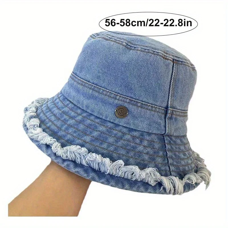 Vintage Unisex Washed Denim Tassel Bucket Hats dla kobiet Mężczyźni Składana bawełniana czapka Panama Bob Gorros Outdoor Beach Fishing Sun Hat