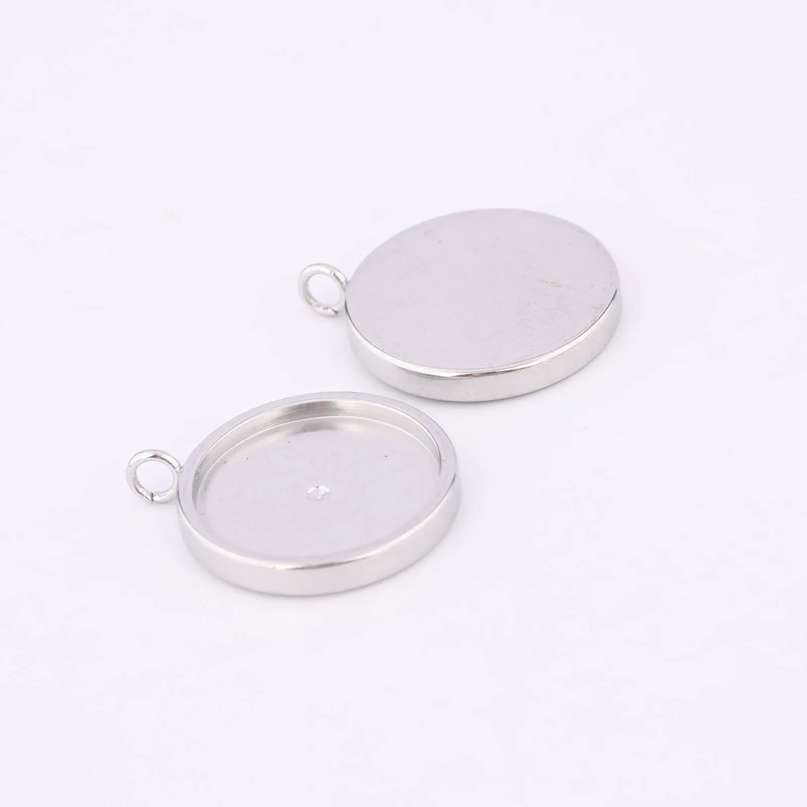 10pcs Stainless Steel Rose Gold Plated Fit 12mm Cabochon Base Setting Trays Diy Bezel Charm Pendant Blanks For Earrings Makinga