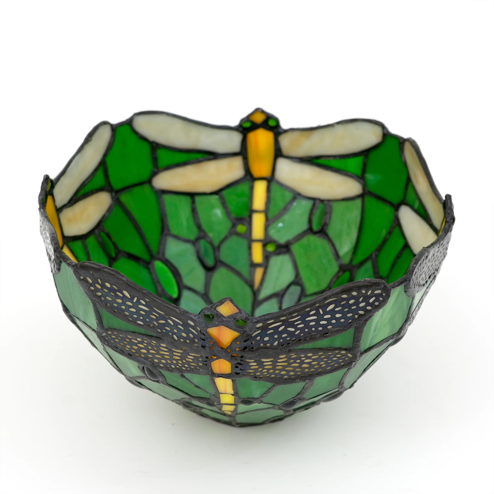Stained Glass Lampshade, 8\' Green Dragonfly Handmade Lampshade, Suitable for Chandelier Wall Lamp Replaceable Pendant Lamp Shade