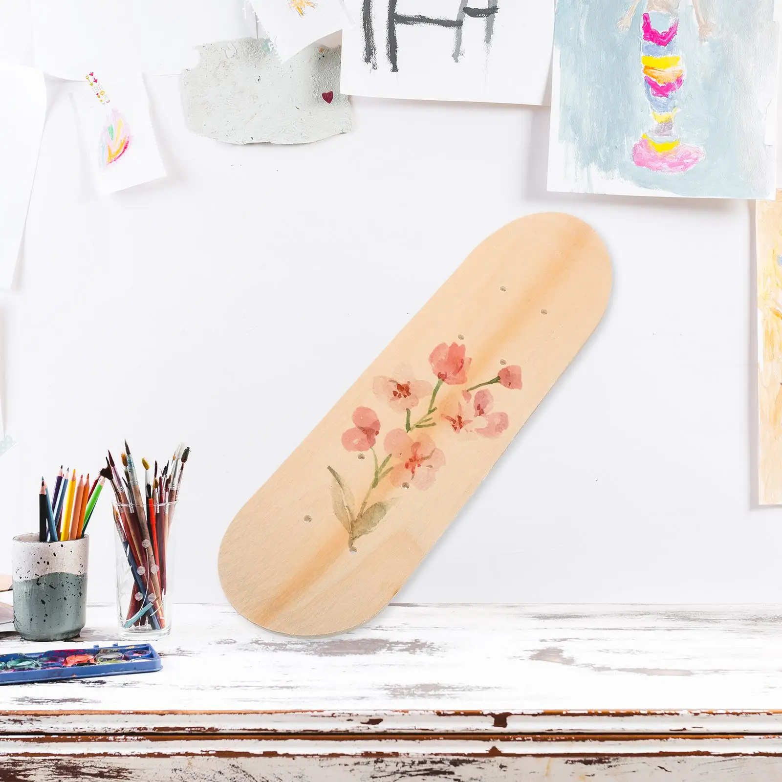 Double Sided Blank Skateboard Deck Diy Unfinished Children S Skateboard Maple Wood 43Cm Board Replacement Graffiti Material