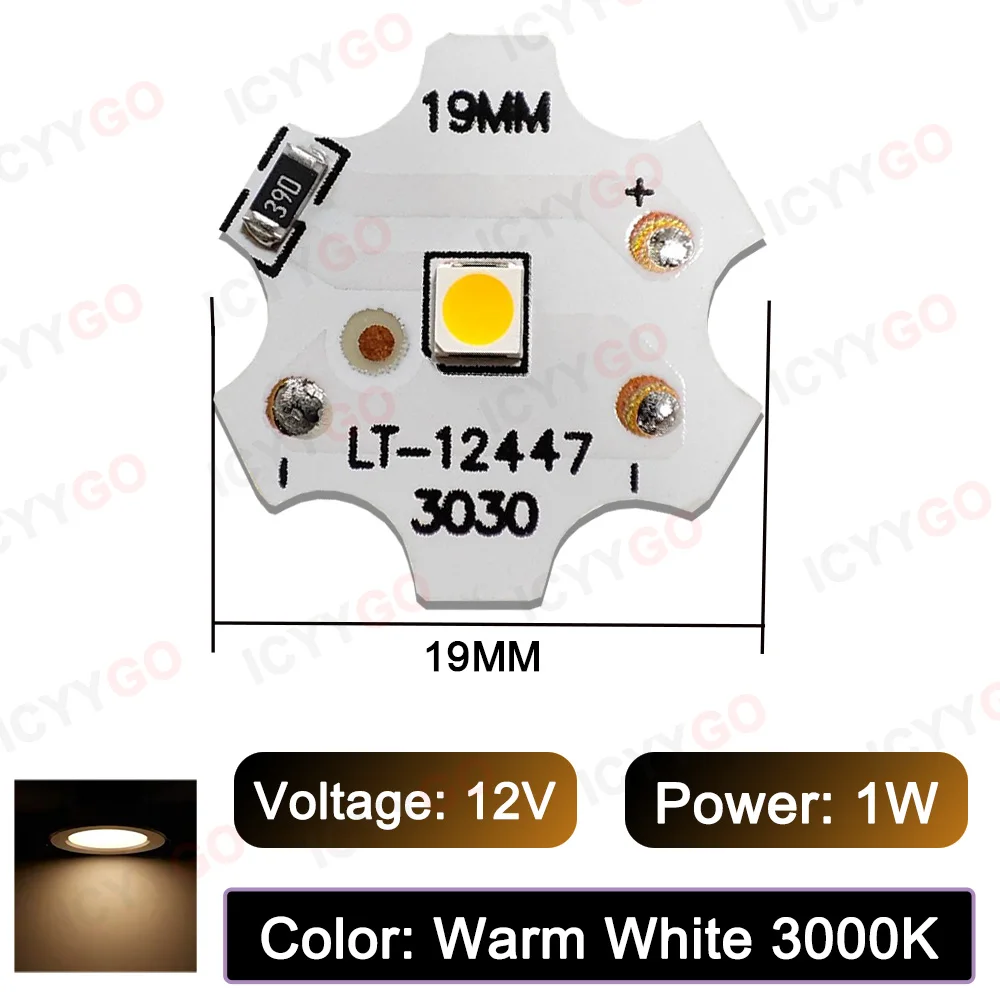 Imagem -05 - Cura Uva 395nm 5v 12v 24v Placa de Lâmpada Chip Baixa Tensão Led Contas de Lâmpada 19 mm Luz Branca Roxa Placa de Fonte de Luz Branca Quente 1w