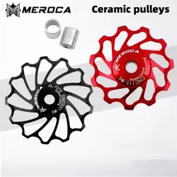 MEROCA Bicycle Derailleur 9v 10v 11v Ceramic Pulleys Rear Derailleur Mtb Pulleys Wheel Ceramic Bearing Road Mountain Bike 11/13T