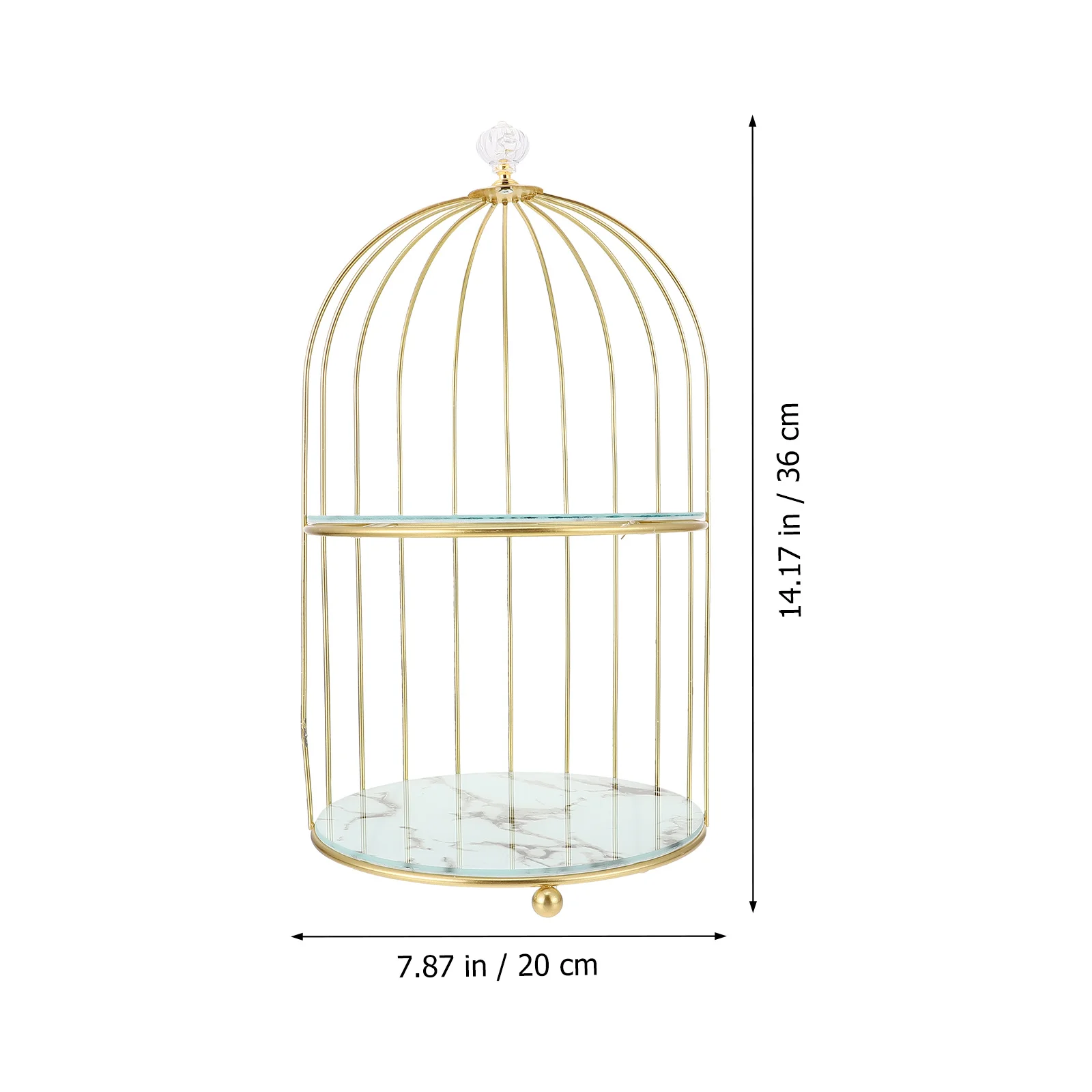 

Multi-Functional Bird Cage Shaped Makeup Storage Rack Iron Display Stand for Dresser Decorative Skincare Perfume Cake