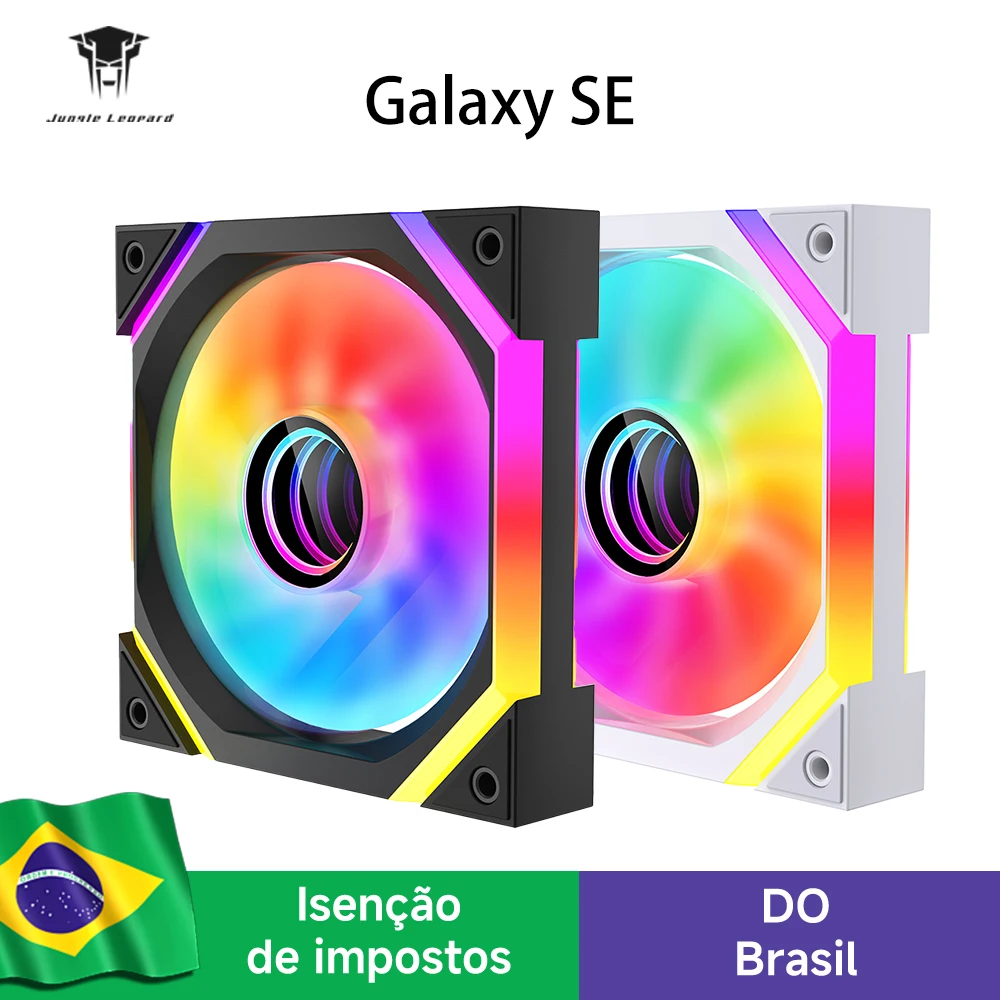 Ventoinha de CPU Jungle Leopard Galaxy SE ARGB 120mm com Espelho Infinito Lateral e Barra de Luz Intensa 5V 3PIN Sincronização com Placa-Mãe 4PIN PWM