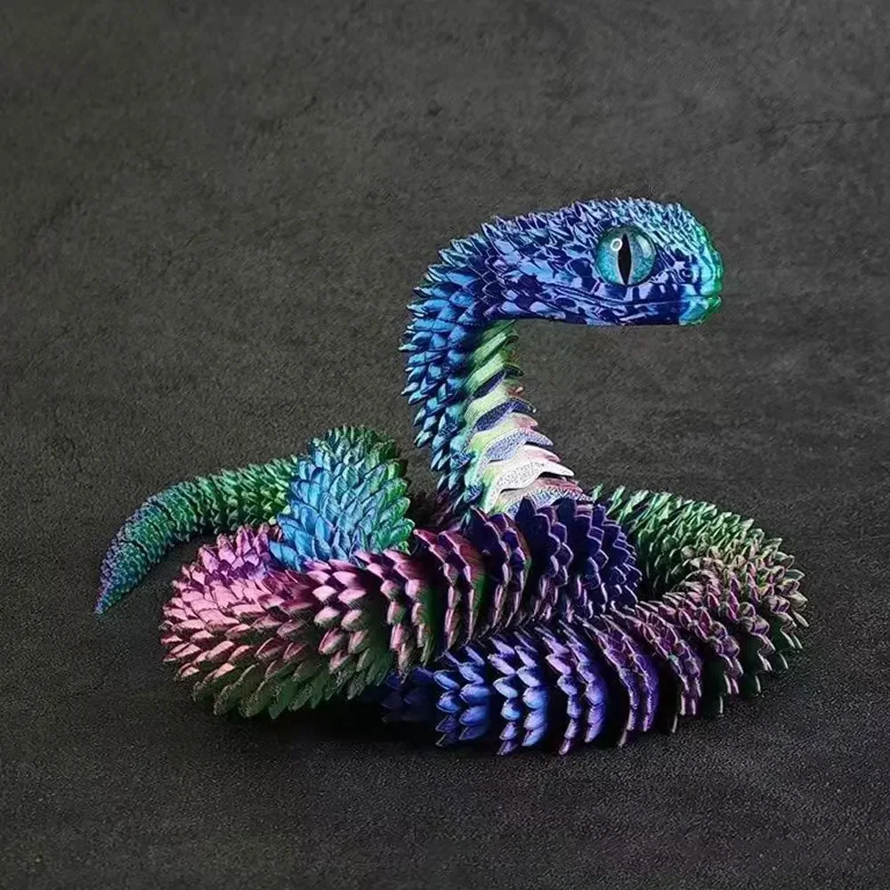 3D Printed Snake Rotatable Joints Snake Figurines Home Office Desktop Crafts Ornament Creative Home Garden Landscape Diy Animal