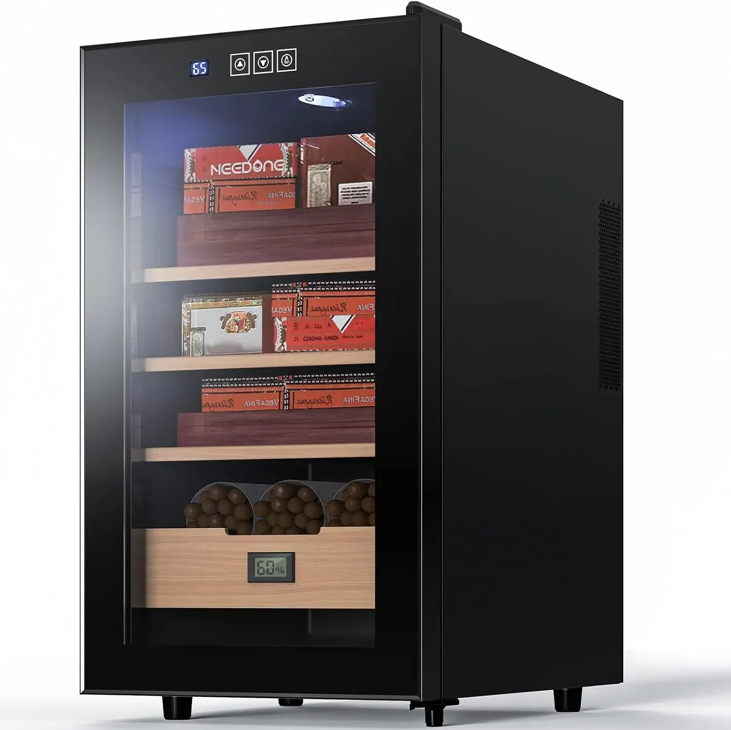 48L Cooler Humidor, Electronic Humidor Cabinet for 300 Counts Capacity with Spanish Cedar Wood Shelves & Drawer