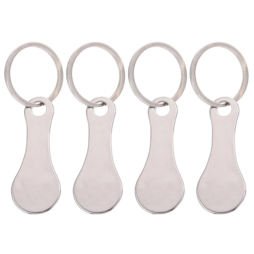 

4 Pcs Cart Token Stainless Steel Key Rings Trolley Tokens for Shopping Portable Pendants Removers