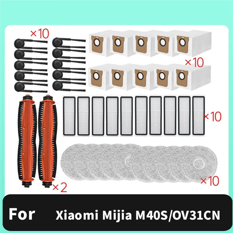 A24P 42 قطعة ل Xiaomi Mijia M40S/OV31CN مكنسة كهربائية استبدال قطع الغيار فرشاة جانبية رئيسية فلتر Hepa ممسحة كيس لجميع الغبار ملحقات
