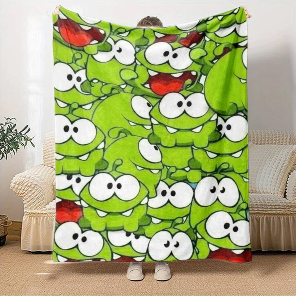 Om Nom Stories Themed Plush Blanket, Soft And Comfortable for All Seasons, Suitable for Bedroom, Bed, Sofa, And Napping. A Warm