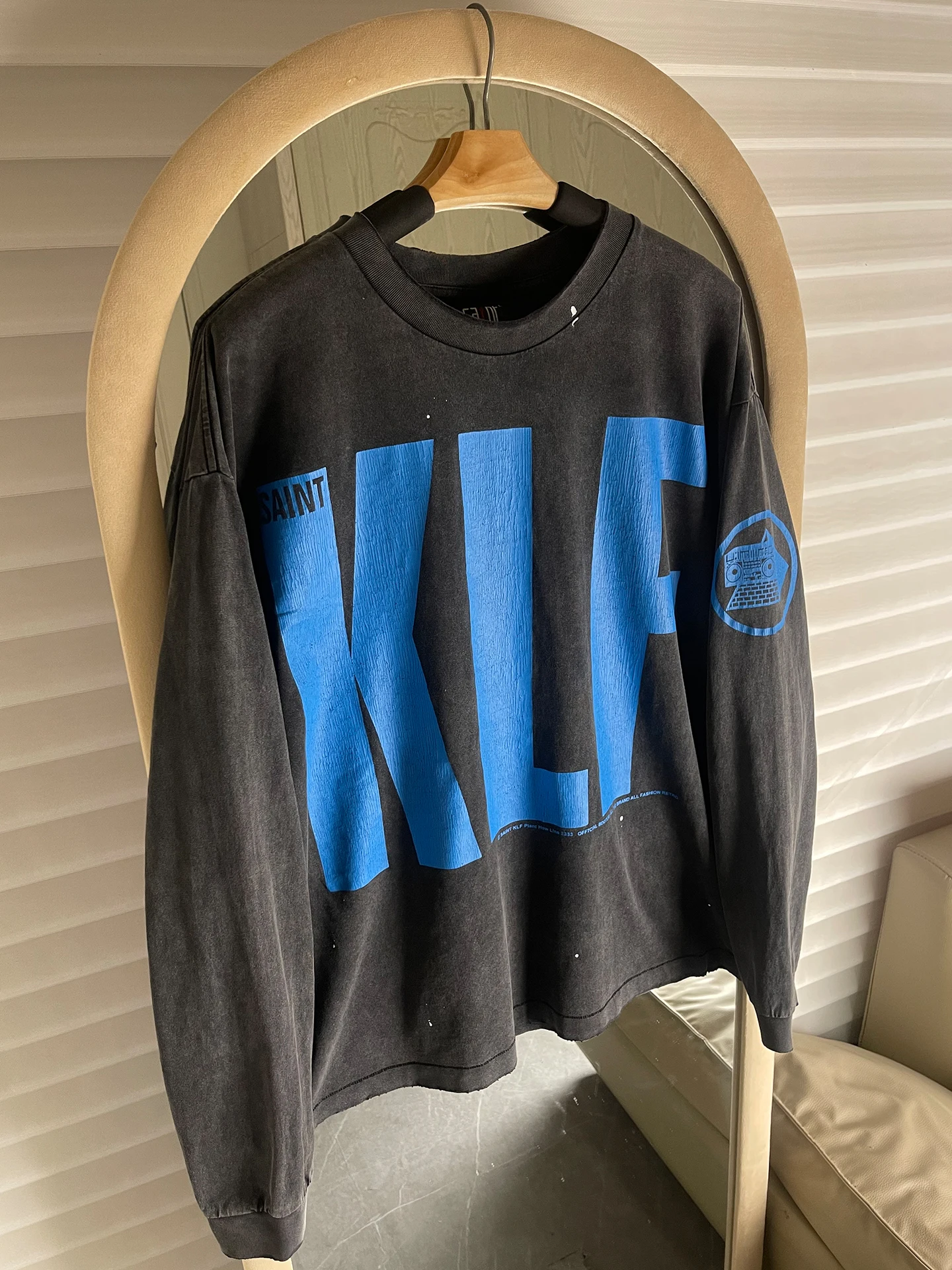 

American Sle Waed Long Sve T-irt ex Loose Hip Hop Top Letter Print fiti Hand Dn Casual Breathable Cotton