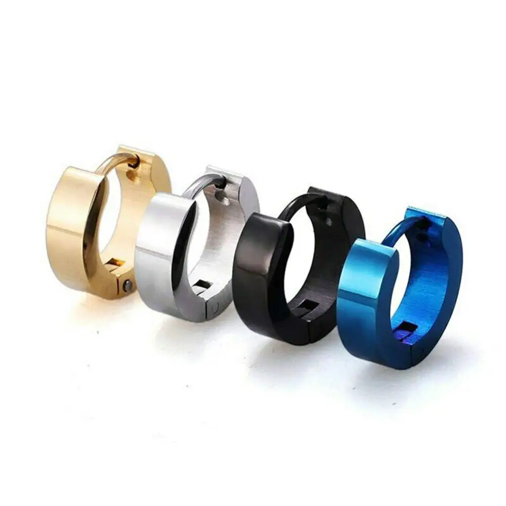 1pc 1 Pair Women Men Earrings Cool Men's Stainless Steel Huggie Hoop Earrings Jewelry Hoop Earrings oorbellen серьги женские