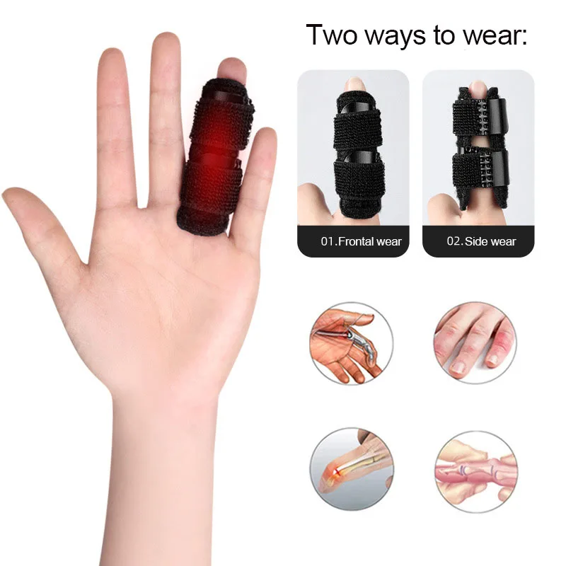 เฝือกนิ้วยืดนิ้ว1ชิ้นที่รัดพยุงนิ้วสำหรับหัก, เครียด, เคล็ด, นิ้ว