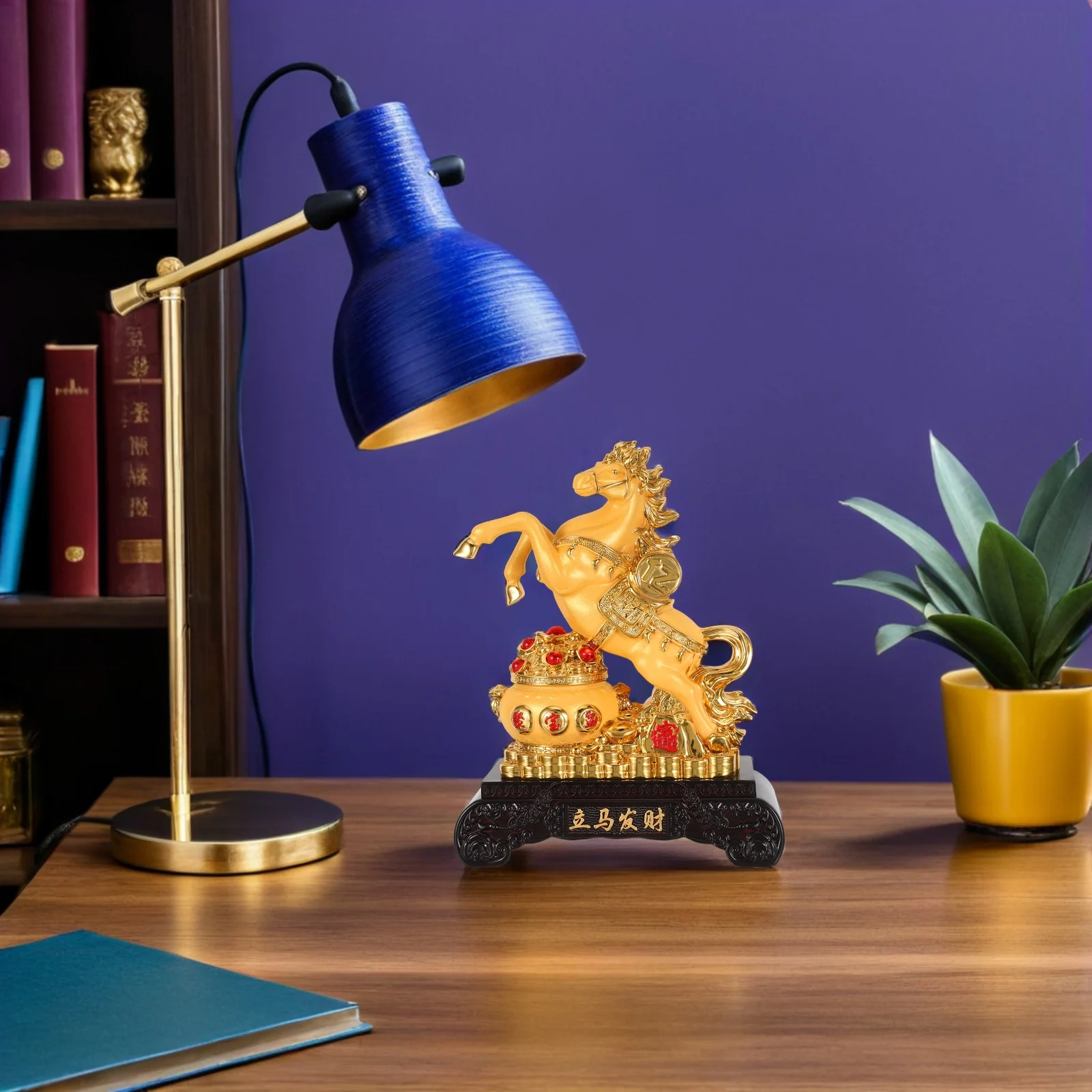 

Resin Standing Horse Sculpture Feng Shui Chinese Year of The Horse Desk Ornament Attract Wealth Luck Prosperity Home Decor