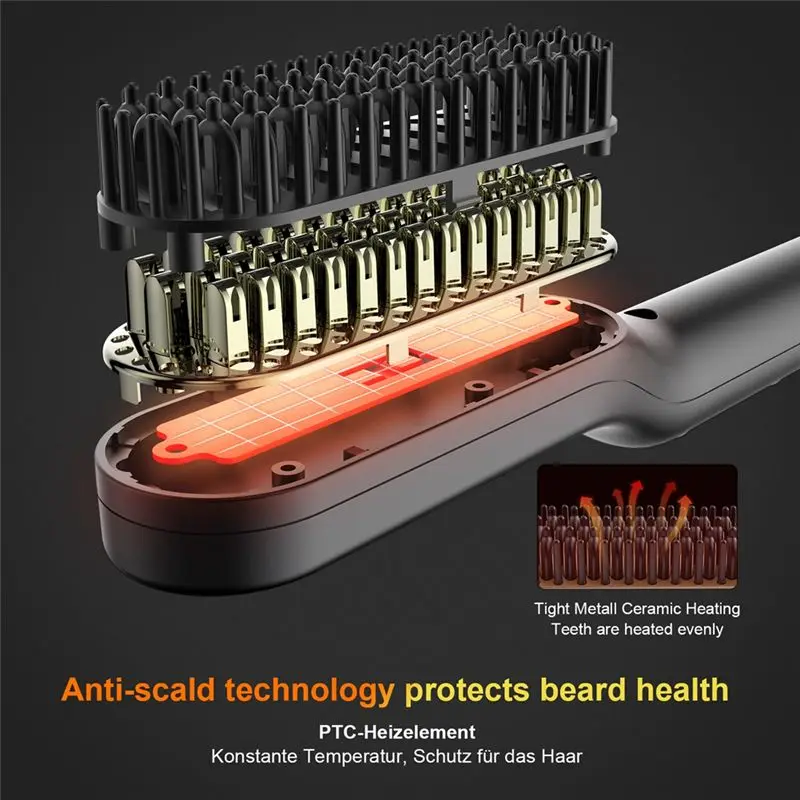 [B25B!】 Men' S Hair Straightening Brush Hot Heated Comb Men' S Beard Multifunctional Straightener Quick Hair Styler Styling Tool 6