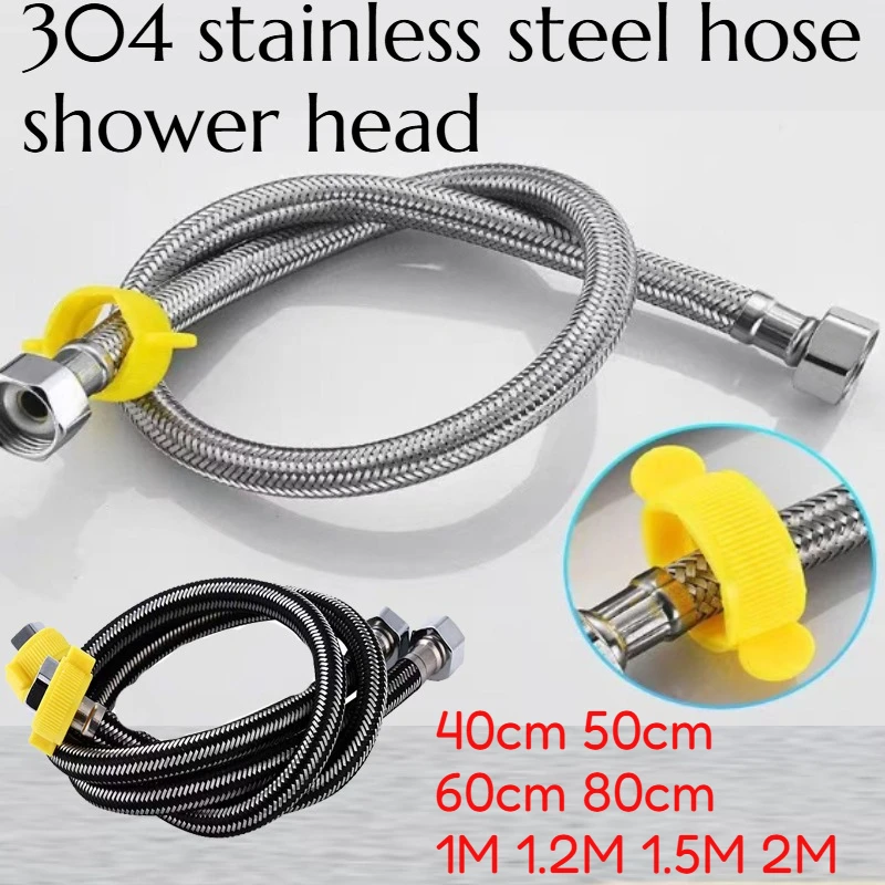 

Нержавеющая сталь 304, тканый для унитаза, 4 предмета, смеситель для раковины, шланг, насадка для душа, нагреватель для ванны, впускная труба, серебристый, черный, 1,2/1,5/2 м