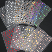Set 3D Stars Nails Art Sticker Gold/Silver/Rose Gold Decals Self-Adhesive Holographic Laser Star Stickers Manicure Accessories
