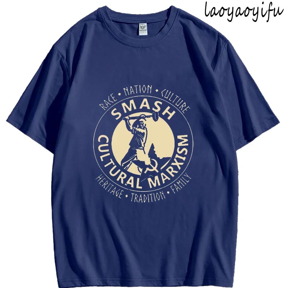 Unisex Cotton Tee Ropa Hombre Smash Cultural Marxism TShirt Isd Communist Anti-Antifa Patriot Nationalist Tops Men Clothing