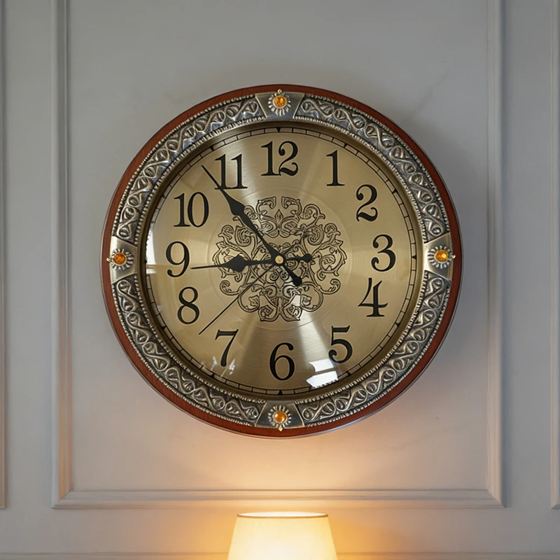 Vintage Wall Clocks Luxury Elegant Decorative Clock Living Room Study Silent Clocks Aesthetic Design Round Clock Diameter 30CM