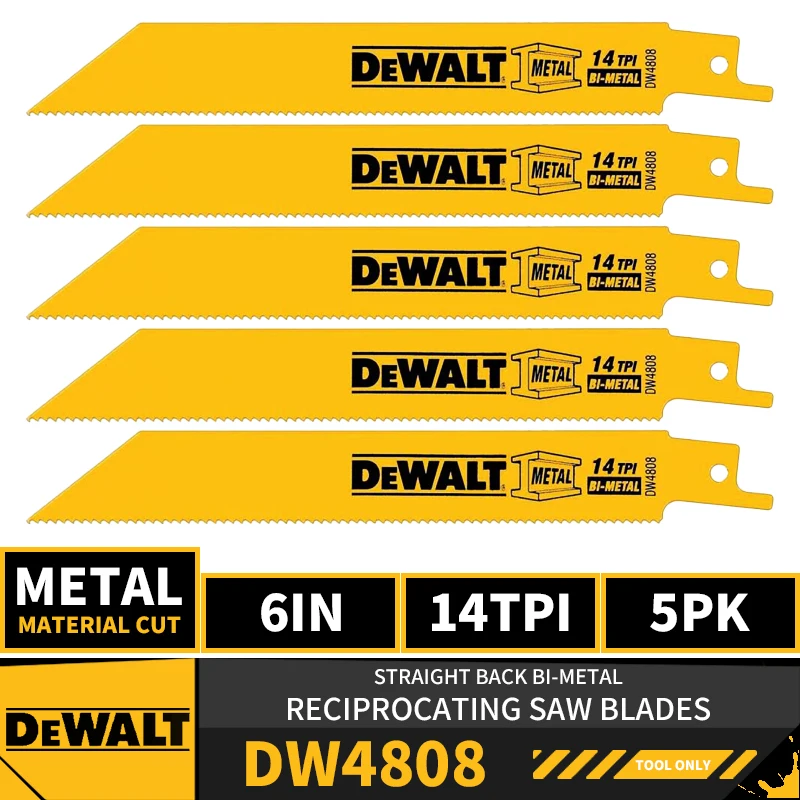 DEWALT Straight Back Wood Cutting Bi-Metal Reciprocating Saw Blades 2X Long Life For DEWALT DCS369 DCS367 DCS389 DCS310