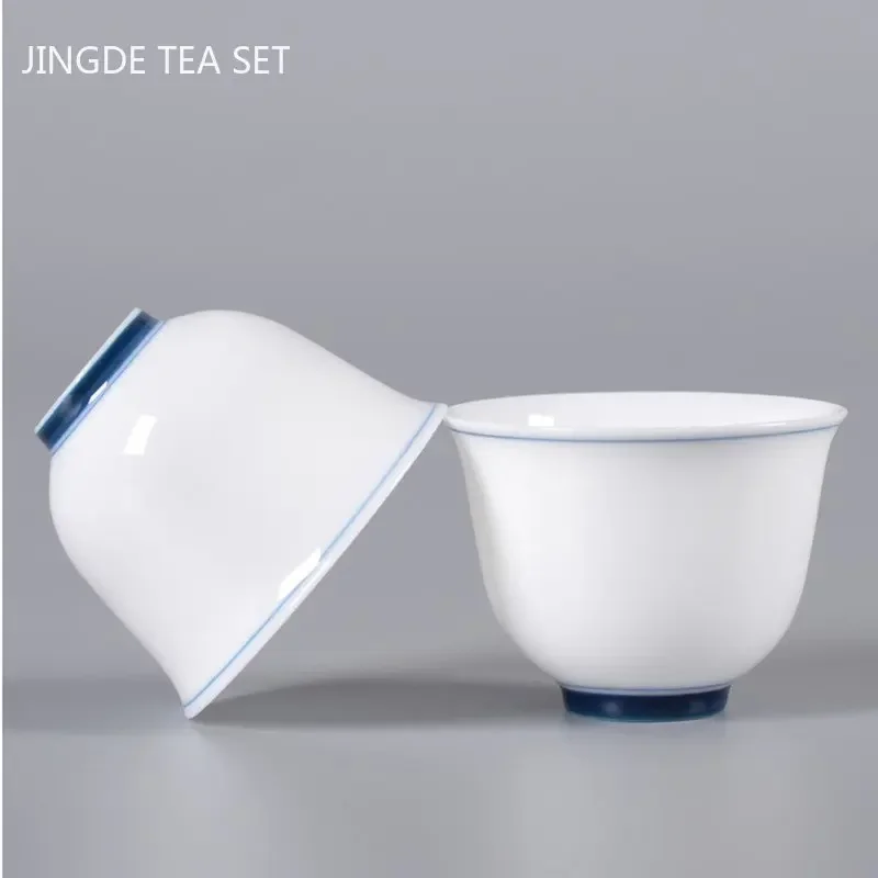 30ml Chinese Ceramic Tea Cups Portable Small Tea Bowl White Porcelain Teacup Tradition Tea Set Accessories Household Drinkware