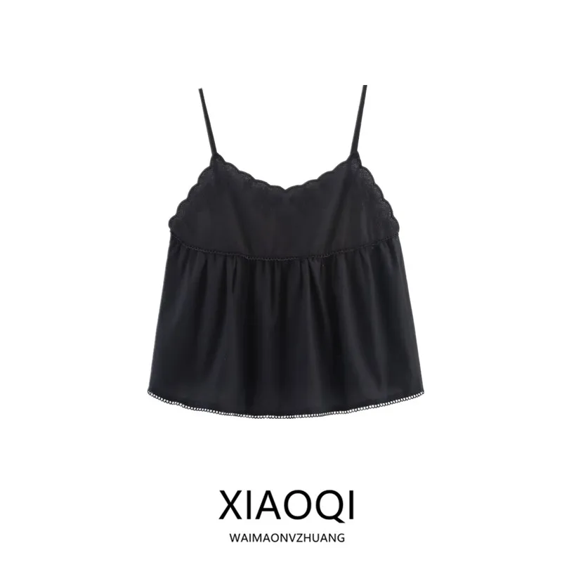 2025년 가을 신상 여성 패션 출퇴근용 다용도 자수 민소매 브이넥 스트랩 탑 우아한 캐주얼 아우터웨어 베스트