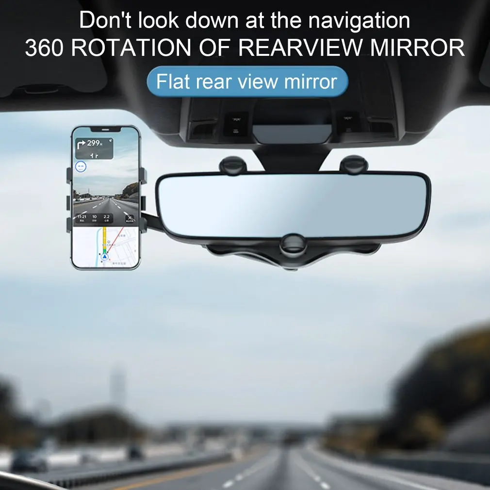 Universal Clip Car Phone Holder Rotatable and Retractable Rearview Mirror Driving Recorder Bracket GPS Mobile Phone Dropshipping